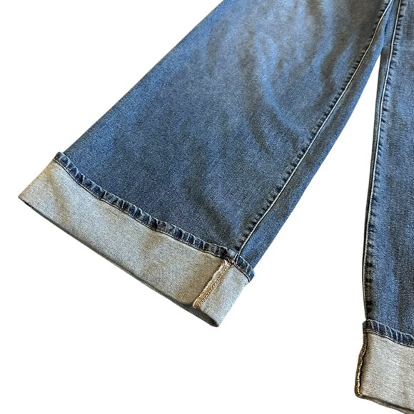 Jessica Simpson Freesia High Rise Wide Leg Jeans Cuff Medium Wash Denim Size 6 - Picture 7 of 13